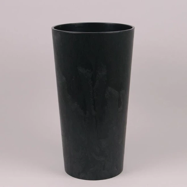 Горшок пластмассовый с вкладом LILIA ECO recycled черный бетон 19 см. (79633) - Фото 1 Горшок пластмассовый с вкладом LILIA ECO recycled черный бетон 19 см. (79633) - изображение 1