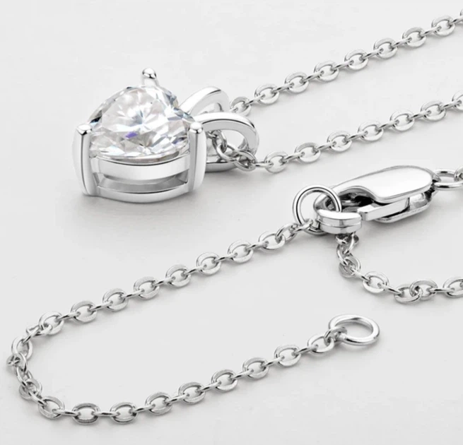 Серебряная подвеска с муассанитом 6.5 мм Сертификат (501888) - изображение 2