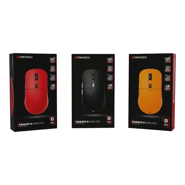 Беспроводная игровая мышь Fantech WG9S Kanata 12000DPI 2.4GHz желтая ABS пластик эргономичная - изображение 3