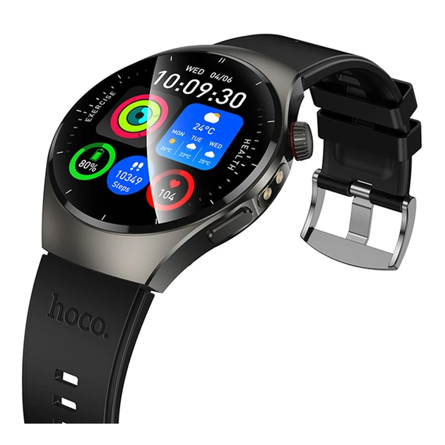 Смарт годинник Hoco Y40 чорний 1.53 дюйма IP68 Bluetooth дзвінки силіконовий ремінець - зображення 5