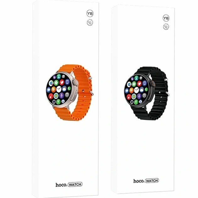 Смарт годинник Hoco Y18 1.52 дюйма 300mAh IP68 золотий з помаранчевим ремінцем для спорту та здоров'я - Фото 2 Смарт годинник Hoco Y18 1.52 дюйма 300mAh IP68 золотий з помаранчевим ремінцем для спорту та здоров'я - зображення 2