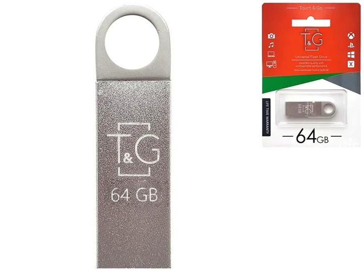 USB флешка 64Гб Metal 026 алюминиевый корпус для хранения и переноса данных стальной цвет - изображение 4