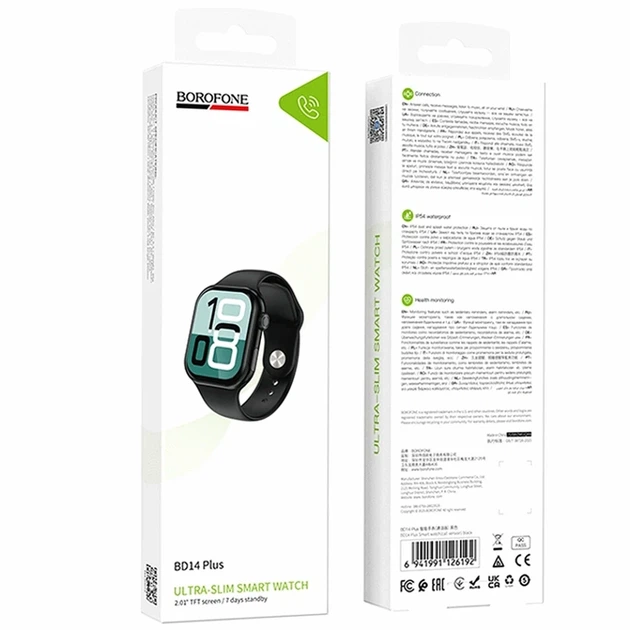 Смарт годинник Borofone BD14 Plus чорний Bluetooth 5.3 дисплей 2.01 дюйма 180mAh для дзвінків та повідомлень - зображення 2