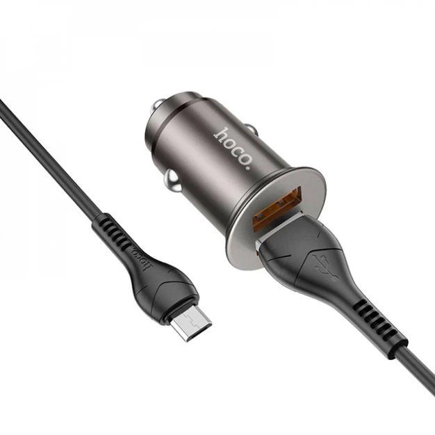 Авто зарядний пристрій Hoco NZ1 36Вт 2 USB Micro алюмінієвий сплав сірий - Фото 7 Авто зарядний пристрій Hoco NZ1 36Вт 2 USB Micro алюмінієвий сплав сірий - зображення 7