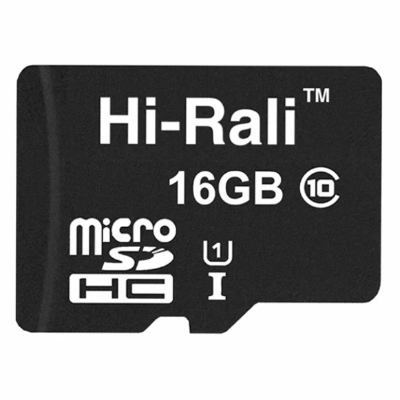 Карта пам'яті MicroSDHC 16Гб UHS-1 клас 10 чорний для запису відео 4К Hi-Rali - Фото 1 Карта пам'яті MicroSDHC 16Гб UHS-1 клас 10 чорний для запису відео 4К Hi-Rali - зображення 1