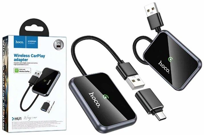 Адаптер Carplay Hoco HU1 USB-A Type-C черно-серый алюминиевый сплав беспроводной для iPhone - изображение 7
