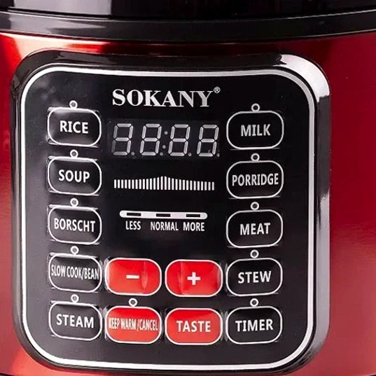 Мультиварка-скороварка Sokany 1000 Вт 5л красная антипригарное покрытие для приготовления домашних блюд - Фото 4 Мультиварка-скороварка Sokany 1000 Вт 5л красная антипригарное покрытие для приготовления домашних блюд - изображение 4