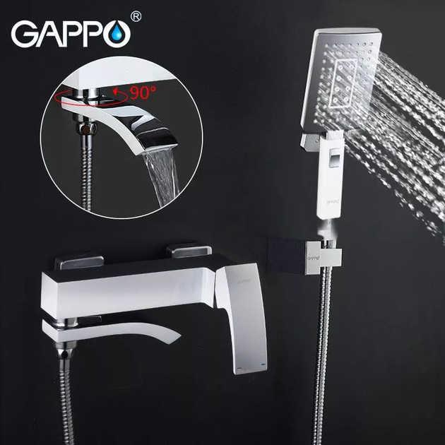 Змішувач для ванни G3207-8, білий/хром GAPPO G3207-8 - изображение 3