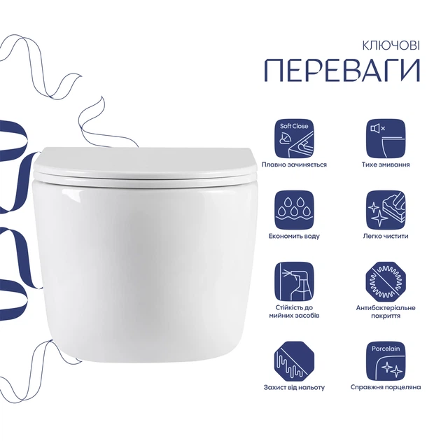 Унитаз подвесной Qtap Taurus Ultra Quiet 515×360×350 мм, White, с сиденьем Slim Duroplast / Soft-close / Quick Release - изображение 3
