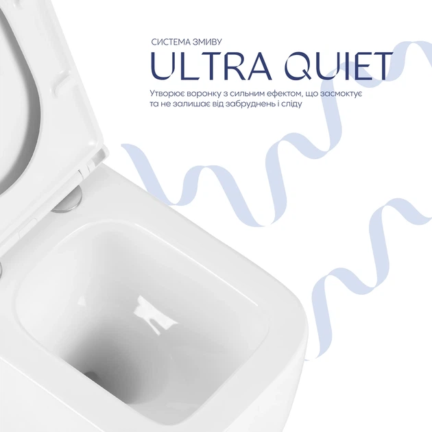 Унитаз подвесной Qtap Gemini Ultra Quiet 485×340×350 мм, White, с сиденьем Slim Duroplast / Soft-close / Quick Release - изображение 5