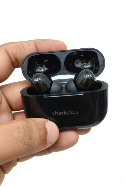 Бездротові навушники Lenovo Thinkplus LP33 TWS Bluetooth, стильні навушники в кейсі із сенсорним керуванням, Black - зображення 4