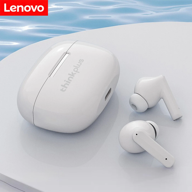 Бездротові навушники Lenovo Thinkplus LP33 TWS Bluetooth, стильні навушники в кейсі із сенсорним керуванням White - Фото 2 Бездротові навушники Lenovo Thinkplus LP33 TWS Bluetooth, стильні навушники в кейсі із сенсорним керуванням White - зображення 2