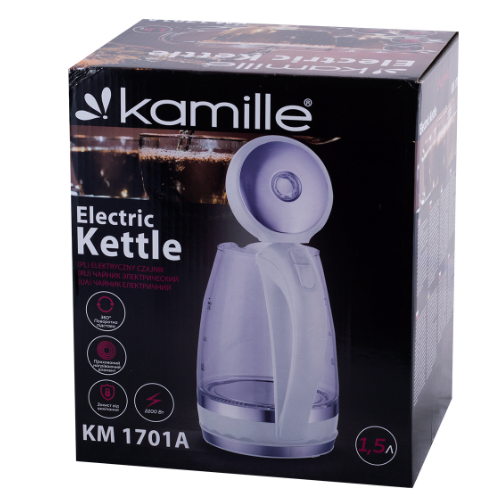Електрочайник 1,5л з синім LED-підсвічуванням 1701A KAMILLE - зображення 2
