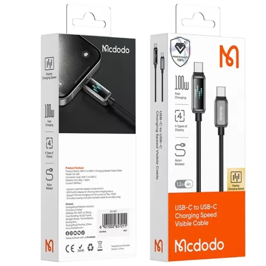 Кабель Mcdodo CA-4250 USB-C to USB-C 100W 1.2м Black - изображение 2