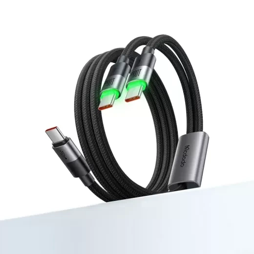 Кабель Mcdodo CA-6740 USB-C to USB-C Cable with LED 100W 1.5м Black - изображение 2