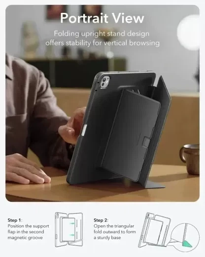 Чохол-підставка ESR Flip Magnetic Case with Pencil Holder Black для iPad Pro 11" M5 | M4 (2025 | 2024) - Фото 4 Чохол-підставка ESR Flip Magnetic Case with Pencil Holder Black для iPad Pro 11" M5 | M4 (2025 | 2024) - зображення 4
