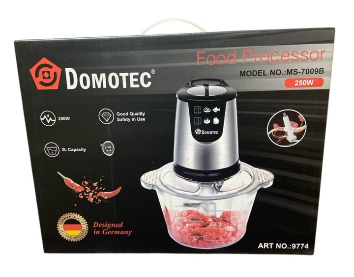 Стаціонарний блендер Domotec MS-7009B 2 л, 250 Вт, подрібнювач із 4 лезами, 2 швидкості, пластикова чаша, сріблястий, кухонний мережевий блендер для смузі та соусів - зображення 4