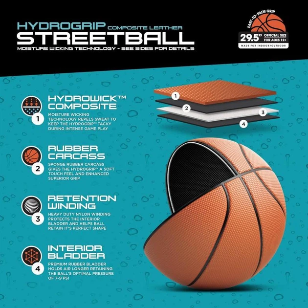 Баскетбольний м'яч AND1 Hydrogrip, розмір 7 - Фото 4 Баскетбольний м'яч AND1 Hydrogrip, розмір 7 - изображение 4