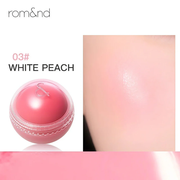 Кремові рум’яна у персиковому відтінку Rom&nd Juicy Roll Cheek No.03 White Peach, 8.4 г - зображення 2