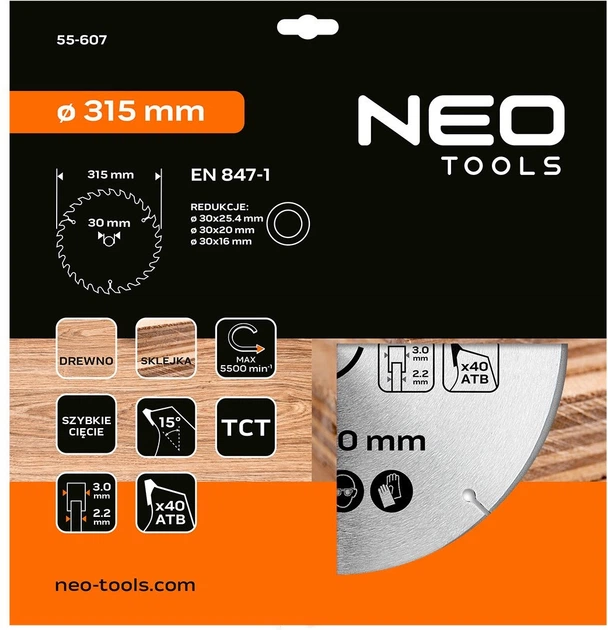 Диск побідитовий Neo Tools для пилки 315 x 30 мм (5906692004140) - зображення 2