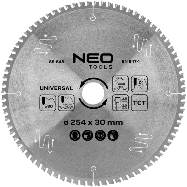 Диск победитовый Neo Tools для пилки 254 x 30 мм (5906692004003) - Фото 1 Диск победитовый Neo Tools для пилки 254 x 30 мм (5906692004003) - изображение 1