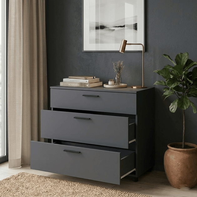 Комод Doros Торн Антрацит 3Ш 90х51.6х80 (41510161) - Фото 7 Комод Doros Торн Антрацит 3Ш 90х51.6х80 (41510161) - изображение 7