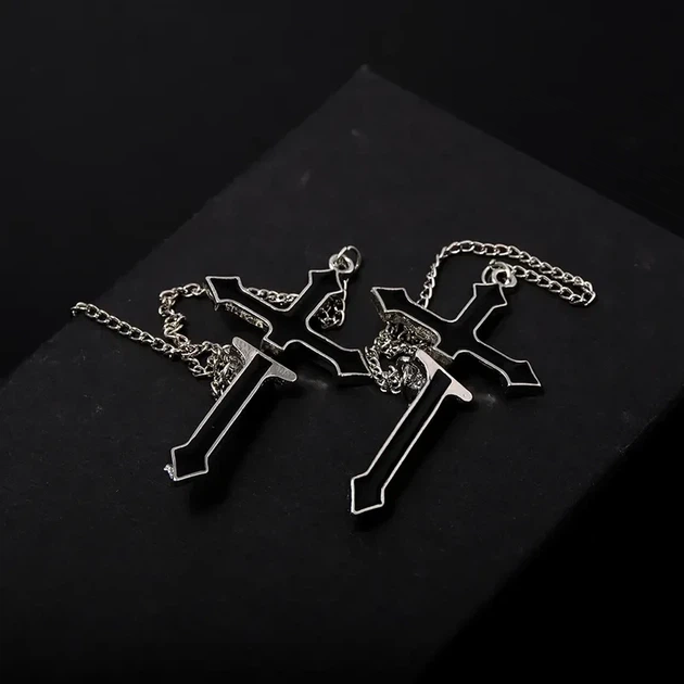 Серьги кресты с цепями черные - изображение 5