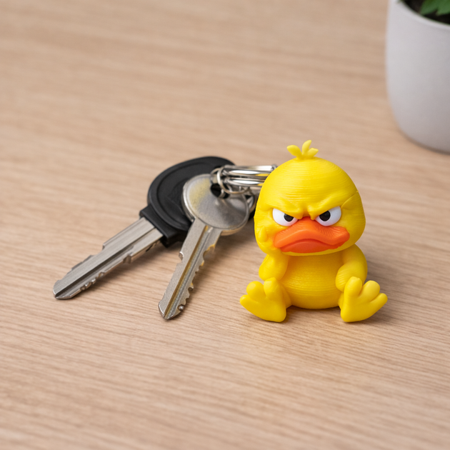 Брелок Grumpy Duck (Сердитая утка) Пластик 30 мм Желтый для ключей - изображение 3