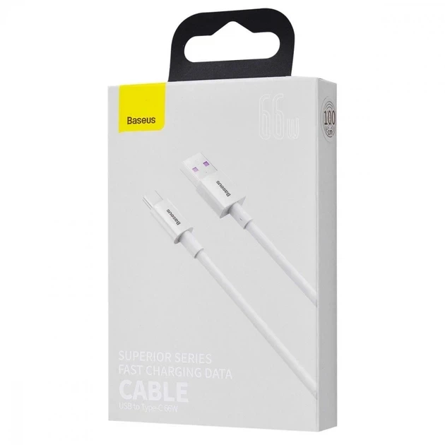 Кабель зарядний Baseus Superior Series Fast Charging Type-C 66W (1m) white - зображення 3