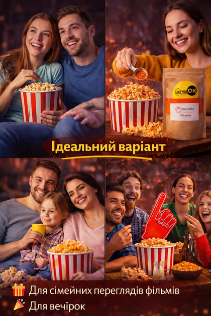 Приправа для попкорна паприка ЗатишОК 50 г посыпка порошок для попкорна и снеков со вкусом паприки для дома кино перекусов - изображение 4