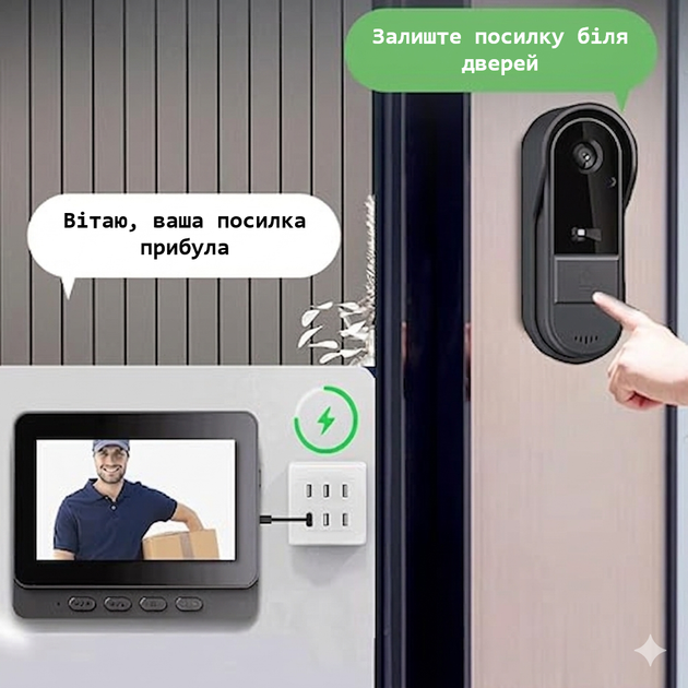 Комплект відеодомофона Winnes М16А Black (R4746131820250) - изображение 7