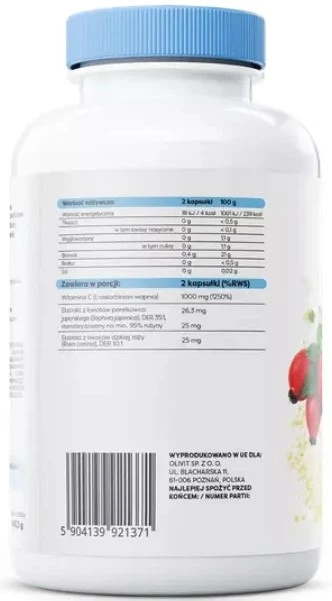 Witamina C Osavi Witamina C 1000 z rutyną i dziką różą 180 kapsułek (5904139921371) - obraz 3