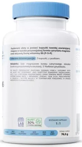 Kompleks witaminowo-mineralny Osavi Cytrynian Magnezu + B6 90 kapsułek (5904139923283) - obraz 2