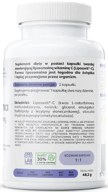 Witamina C Osavi Liposomalna Witamina C 1000 mg 60 kapsułek (5904139924495) - obraz 2