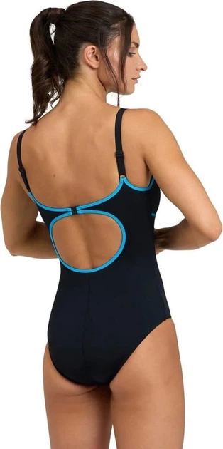 Женский купальник Arena Tania Clip Back SwimSuit One Piece (UPF 50+) 40 Черно-голубой (005974-580-40) - изображение 3