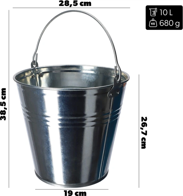 Wiadro ocynkowane Kadax Ruby 28.5 cm 10 L K2511 (5903699415269) - obraz 3