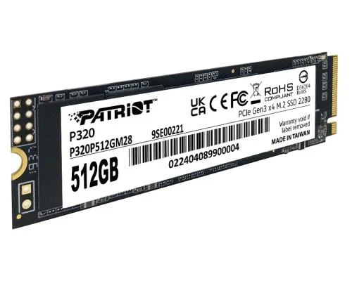 Твердотільний накопичувач SSD 512Gb, Patriot P320, PCI-E 3.0 x4, M.2 2280, 3D TLC, 3000/2200 МБ/с (P320P512GM28) - изображение 3