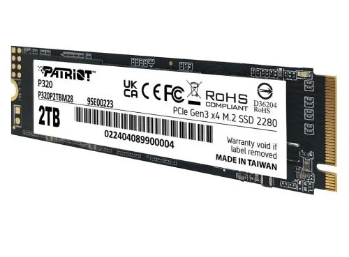 Твердотільний накопичувач SSD 2Tb, Patriot P320, PCI-E 3.0 x4, M.2 2280, 3D TLC, 3000/2200 МБ/с (P320P2TBM28) - изображение 4