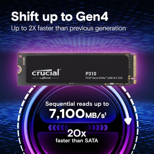 Твердотільний накопичувач SSD 1Tb, Crucial P310, PCI-E 4.0 x4, M.2, Bulk (CT1000P310SSD8-T) - зображення 3