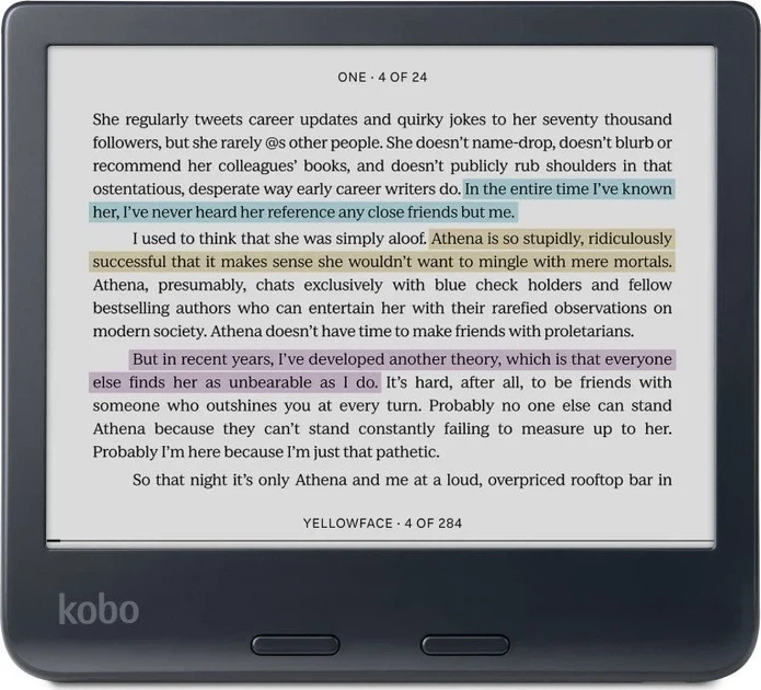Електронна книга 7" Kobo Libra Colour / 32ГБ / Linux / Wi-Fi / Bluetooth / Кольоровий сенсорний E-Ink екран (1680 × 1264) / Налаштовувана яскравість / Вологозахищеність IPX8 / До 5 тижнів роботи від батареї / Чорна (N428-KU-BK-K-CK) Б/В - зображення 3