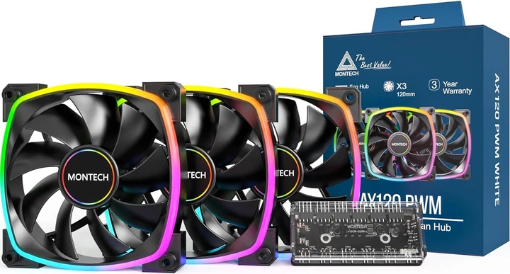 Вентилятор Montech AX120 PRO 3-pack Black - зображення 4