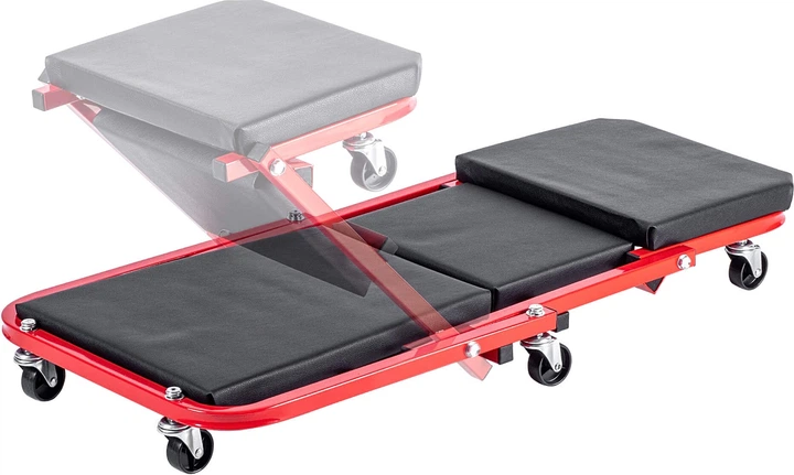 Leżanka-siedzisko warsztatowe Kadax Auxon 91 x 42 cm K11284 Czarno-czerwone (5906638309759) - obraz 6