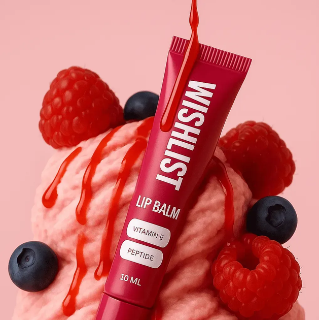 Бальзам-блиск для губ WISHLiST ruby nectar wishlist, 10 мл + іграшка-брелок "ягода достигла" - зображення 2
