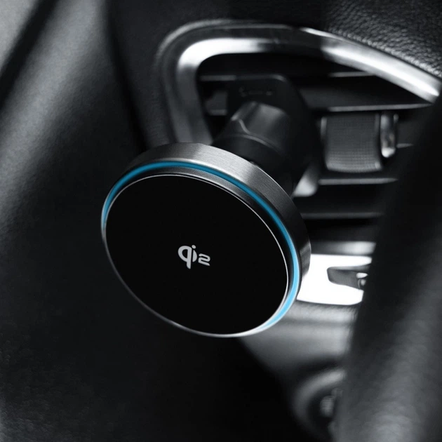 Автомобільний тримач з Бездротовим ЗП Proove Titanium Circle Qi2 15W gray - зображення 4