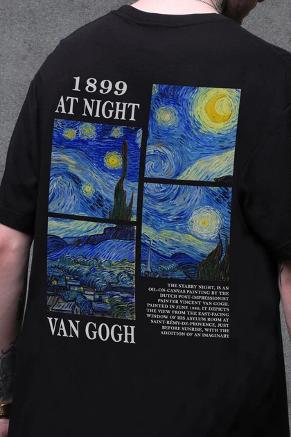 Чоловіча Оверсайз Футболка Without З Принтом Van Gogh S/M Black - изображение 2