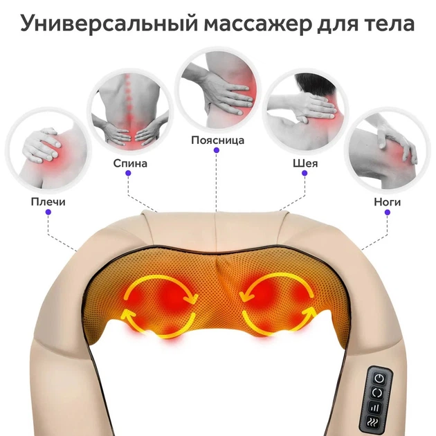Электрический массажёр роликовый с инфракрасным излучением, массажер для шеи, Massager of Neck Kneading - изображение 3