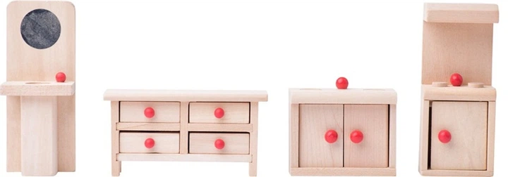 Domek dla lalek Woody Woodyland 2-piętrowy drewniany z aksesoriami 91329 (8591864913299) - obraz 3