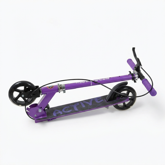 Самокат двухколесный складной BavarSport Active 2944 с LED колесами 145мм Purple-Black - изображение 4