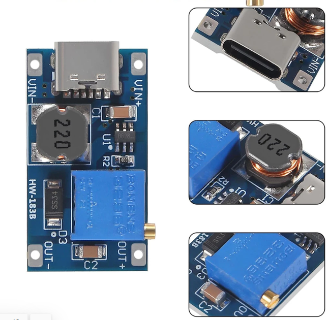 Підвищуючий DC-DC перетворювач MT3608 USB Type C 2 24 В на 5 28 В 2 А - Фото 1 Підвищуючий DC-DC перетворювач MT3608 USB Type C 2 24 В на 5 28 В 2 А - изображение 1