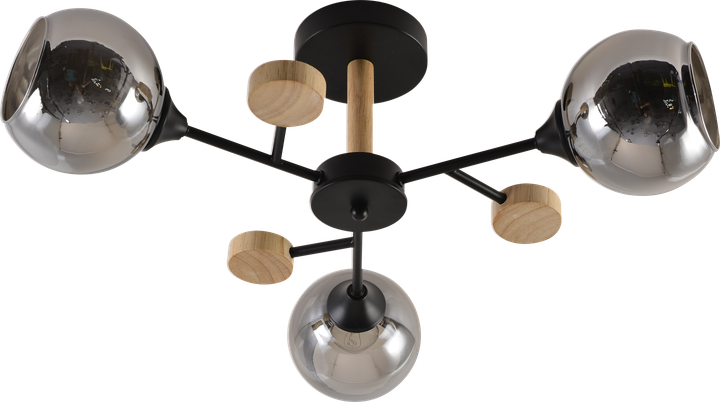 Декоративная люстра INTEREES IS XA1580B-3 BK+WOOD - изображение 2